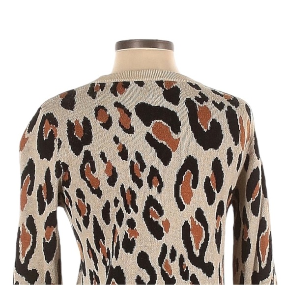 🌺 A New Day Leopard Print Tan Stretchy Pullover Sweater Size XL Soft Knit - Picture 4 of 9
